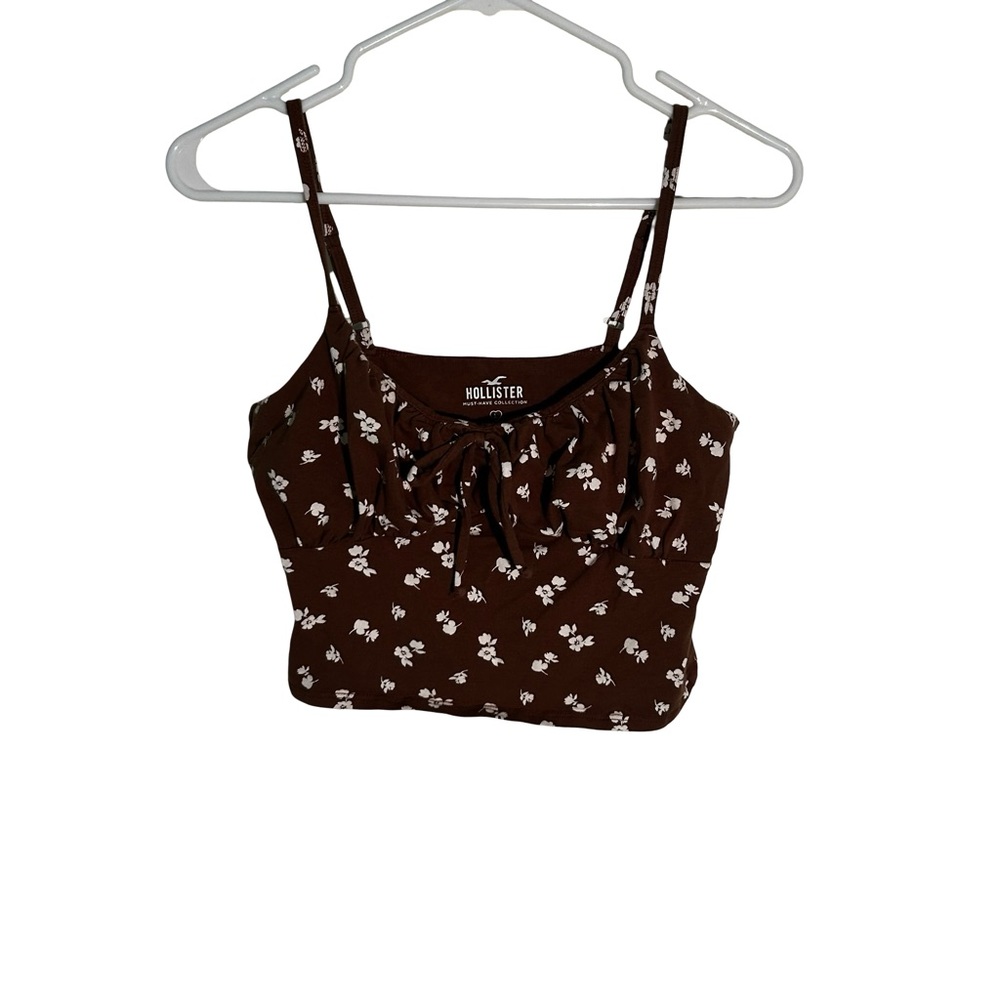 Hollister Dark Brown Floral Tie-Front Cami